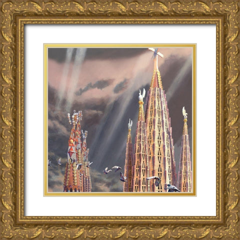 Sagrada Familia Towers I Gold Ornate Wood Framed Art Print with Double Matting by Wang, John