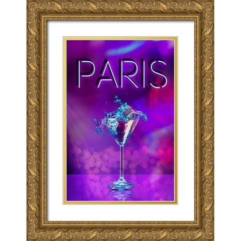 Paris Party Night Gold Ornate Wood Framed Art Print with Double Matting by Haase, Andrea