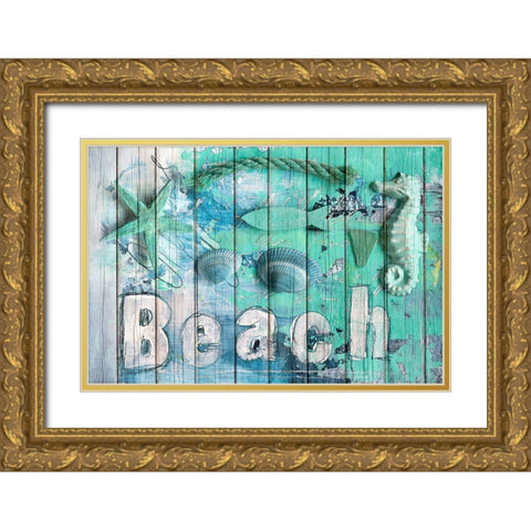 Happy Summer  Gold Ornate Wood Framed Art Print with Double Matting by Haase, Andrea