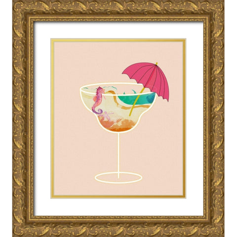 Beach in a Glass I Gold Ornate Wood Framed Art Print with Double Matting by Smith, Karen