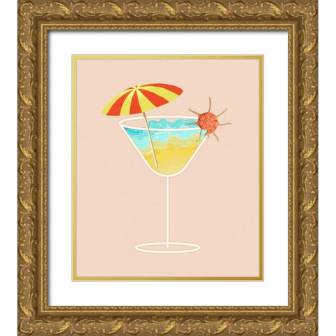 Beach in a Glass II Gold Ornate Wood Framed Art Print with Double Matting by Smith, Karen