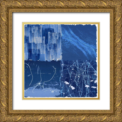 Blue Squared II Gold Ornate Wood Framed Art Print with Double Matting by Smith, Karen