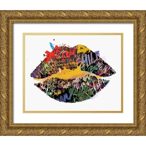 Gibberish Gold Ornate Wood Framed Art Print with Double Matting by Smith, Karen