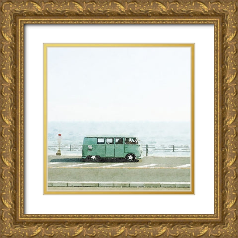 Vintage Van Gold Ornate Wood Framed Art Print with Double Matting by Curinga, Kim