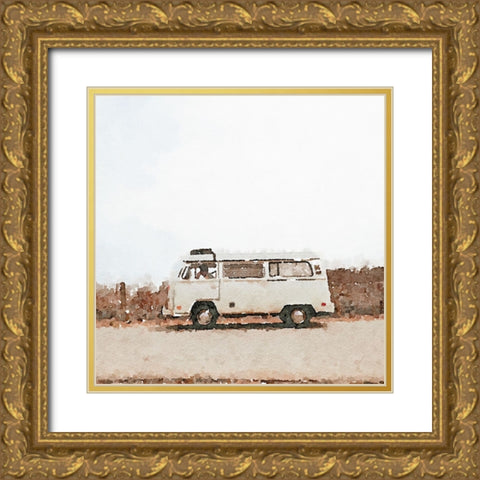 White Camper Gold Ornate Wood Framed Art Print with Double Matting by Curinga, Kim