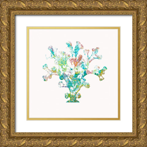 St Barts Coral Gold Ornate Wood Framed Art Print with Double Matting by Guillen, Surma