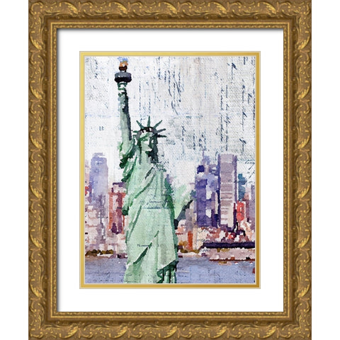 America Gold Ornate Wood Framed Art Print with Double Matting by Orlov, Irena