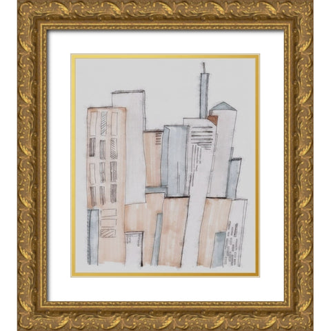 Sketch City I Gold Ornate Wood Framed Art Print with Double Matting by Smith, Karen