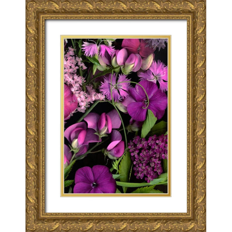 Sweet Pea Tapestry Gold Ornate Wood Framed Art Print with Double Matting by Stalus, Judy