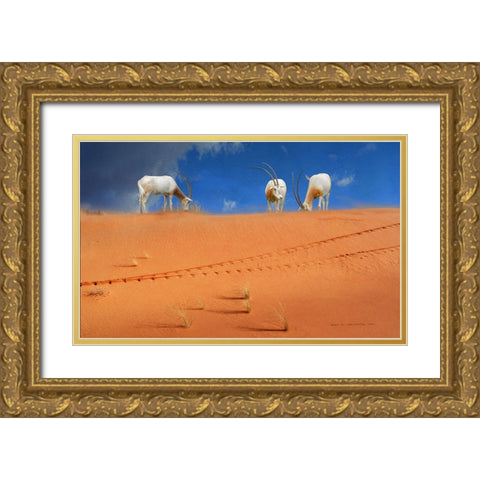 Scimitar Orxyes Restored Gold Ornate Wood Framed Art Print with Double Matting by Vest, Christopher