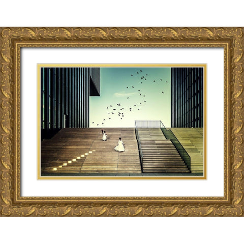 Free like a bird Gold Ornate Wood Framed Art Print with Double Matting by Mohrmann, Dennis