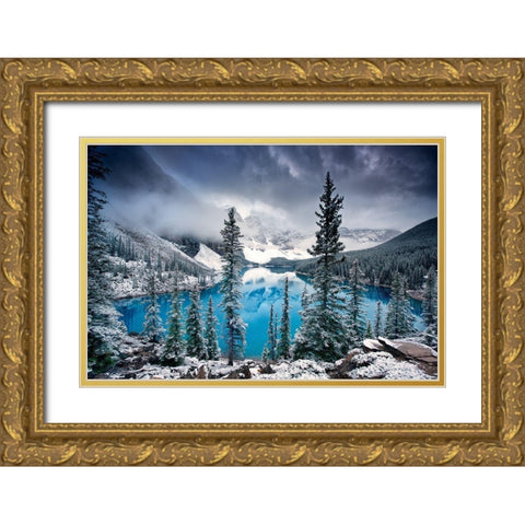 Morning blues Gold Ornate Wood Framed Art Print with Double Matting by Cole, Trevor