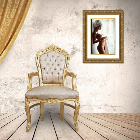 Morning tea Gold Ornate Wood Framed Art Print with Double Matting by Oryx, Gene