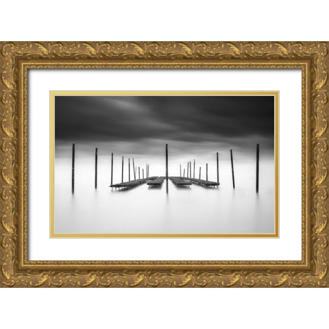 The Oyster Bar Gold Ornate Wood Framed Art Print with Double Matting by Staelens, Christophe