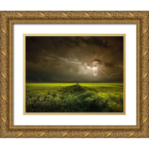 Electrically in Summer Gold Ornate Wood Framed Art Print with Double Matting by Schumacher, Nicolas