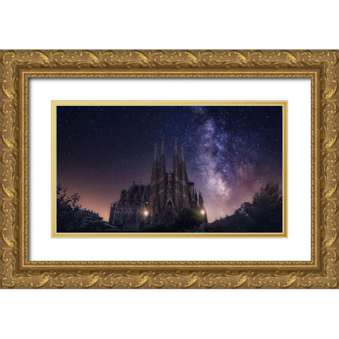Sagrada Familia Gold Ornate Wood Framed Art Print with Double Matting by F. Turienzo, Carlos