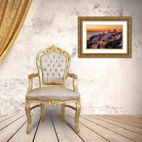 Calispera Santorini Gold Ornate Wood Framed Art Print with Double Matting by Agazzi, Andreas