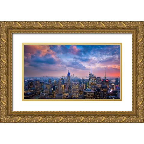 Top of The Rock Gold Ornate Wood Framed Art Print with Double Matting by Zheng, Michael