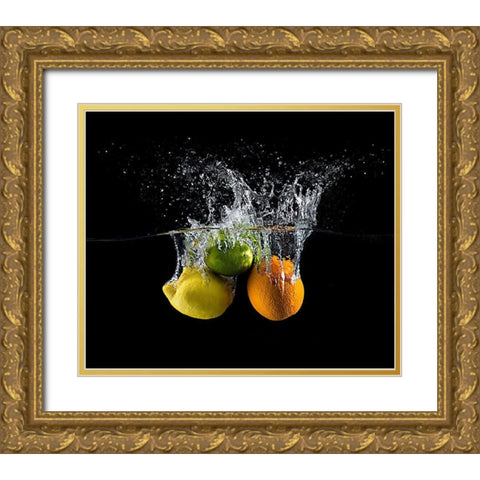 Citrus splash Gold Ornate Wood Framed Art Print with Double Matting by Stefan, Mogyorosi
