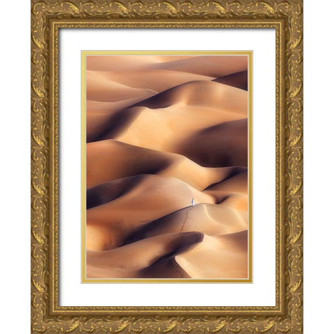 Chocolate Dunes Gold Ornate Wood Framed Art Print with Double Matting by Al Hammadi, Khalid