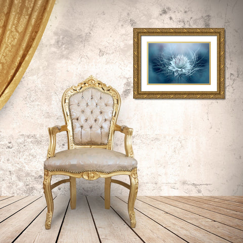Love-in-a-mist Gold Ornate Wood Framed Art Print with Double Matting by Parker, Jacky
