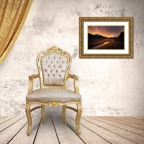 Zelenci springs Gold Ornate Wood Framed Art Print with Double Matting by Krivec, Ales