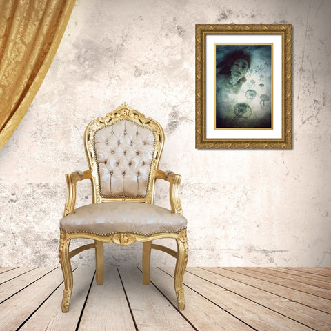 Siren Gold Ornate Wood Framed Art Print with Double Matting by Lazarska, Lucyna