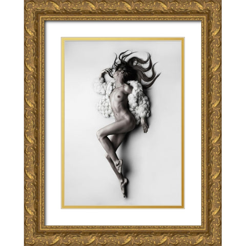 Flaming Gold Ornate Wood Framed Art Print with Double Matting by Valevicius, Aurimas