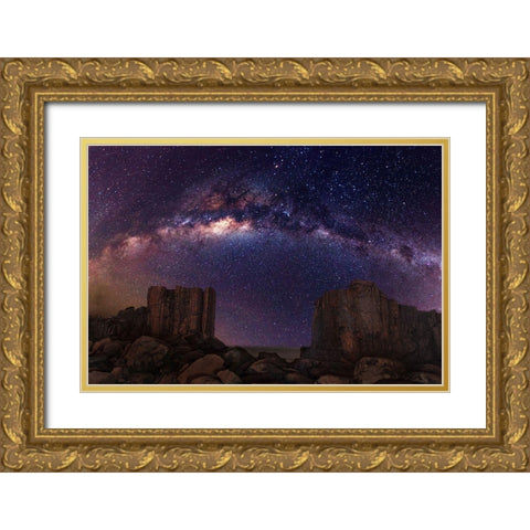 Gate to Heaven Gold Ornate Wood Framed Art Print with Double Matting by Wolongshan