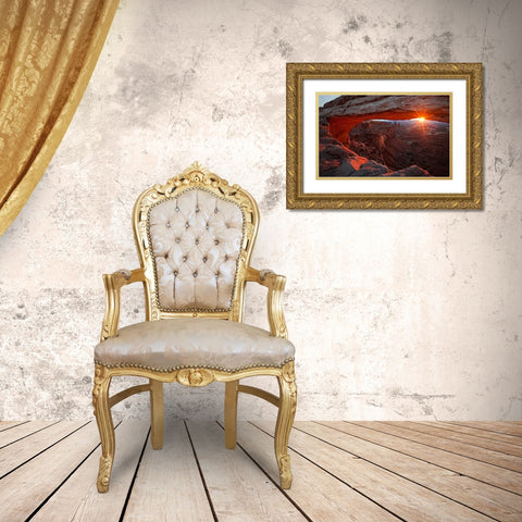 Mesa Arch Sunrise Gold Ornate Wood Framed Art Print with Double Matting by Read, Barbara