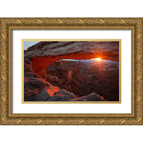 Mesa Arch Sunrise Gold Ornate Wood Framed Art Print with Double Matting by Read, Barbara