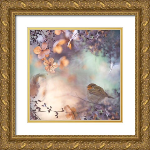 Hydrangea fantasy Gold Ornate Wood Framed Art Print with Double Matting by Teuni