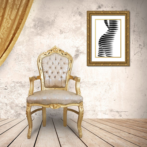 Zebra Gold Ornate Wood Framed Art Print with Double Matting by P., Mato