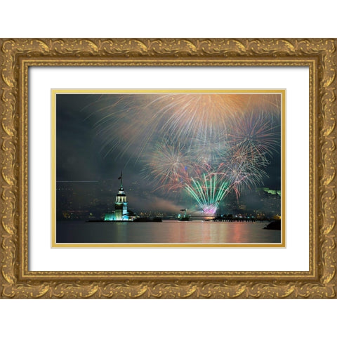celebration Gold Ornate Wood Framed Art Print with Double Matting by Canakci, Ibrahim