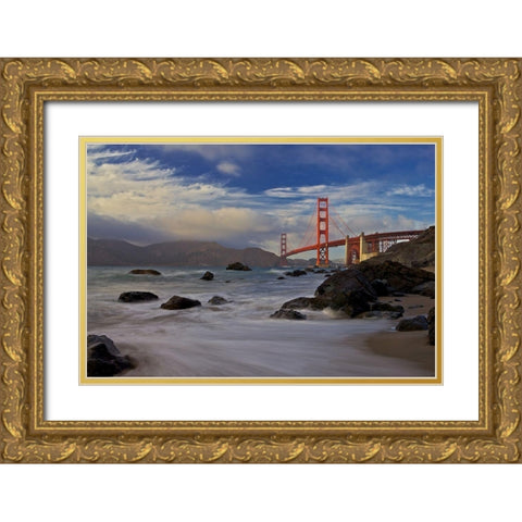 Golden Gate Bridge Gold Ornate Wood Framed Art Print with Double Matting by Vasenev, Evgeny