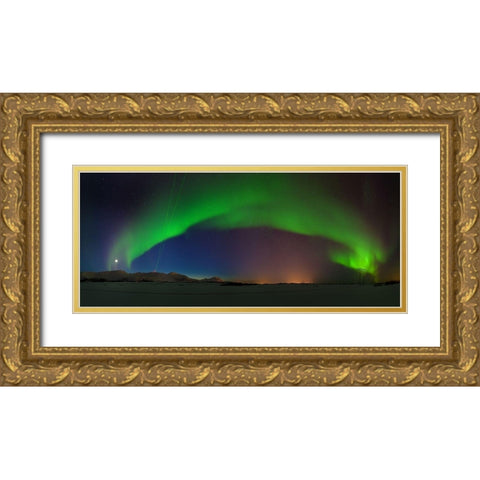 Northern Lights Gold Ornate Wood Framed Art Print with Double Matting by Samuelsen, Roy