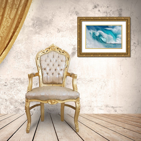 When the ocean turns into blue fire Gold Ornate Wood Framed Art Print with Double Matting by Montero, Daniel