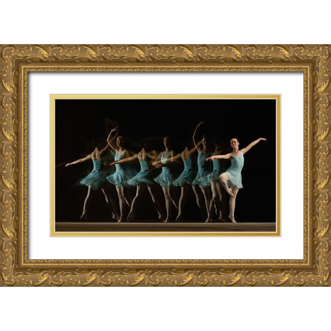 Slow motion Gold Ornate Wood Framed Art Print with Double Matting by Al