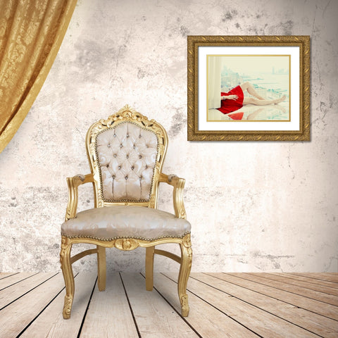 lazy afternoon Gold Ornate Wood Framed Art Print with Double Matting by Ambra