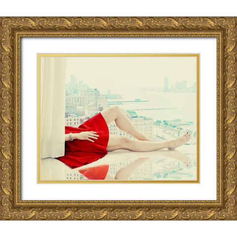lazy afternoon Gold Ornate Wood Framed Art Print with Double Matting by Ambra