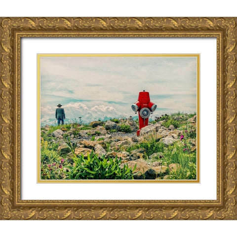 homesick Gold Ornate Wood Framed Art Print with Double Matting by Ambra