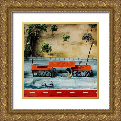 paint it red Gold Ornate Wood Framed Art Print with Double Matting by Ambra