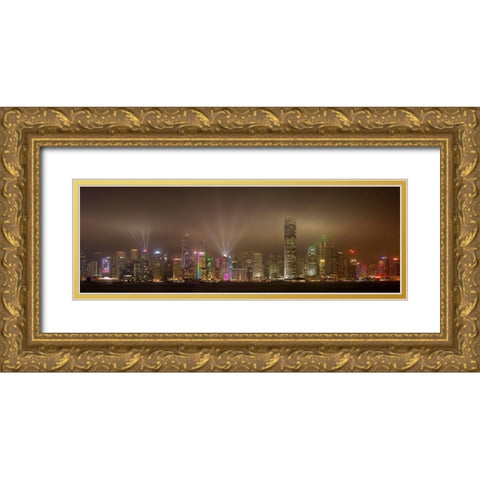 Hong Kong Island Gold Ornate Wood Framed Art Print with Double Matting by Murphy, Daniel