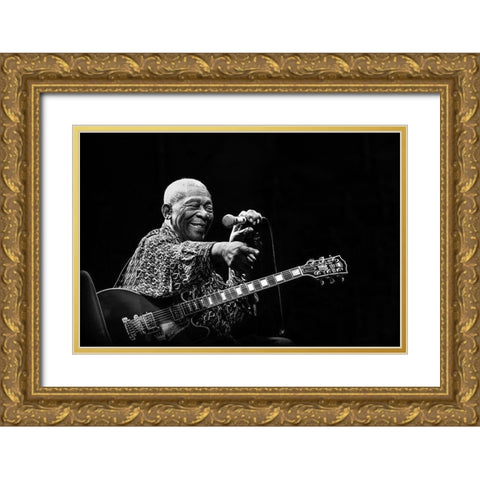 BB King Gold Ornate Wood Framed Art Print with Double Matting by Lorenzini, Alice