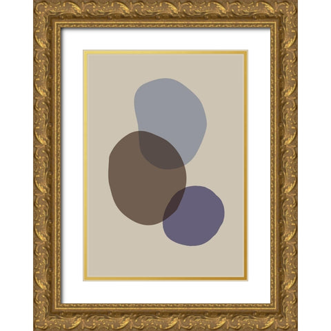Organic Shapes 05 Gold Ornate Wood Framed Art Print with Double Matting by Artographie Studio
