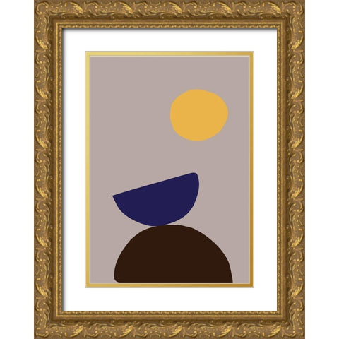 Organic Shapes 07 Gold Ornate Wood Framed Art Print with Double Matting by Artographie Studio