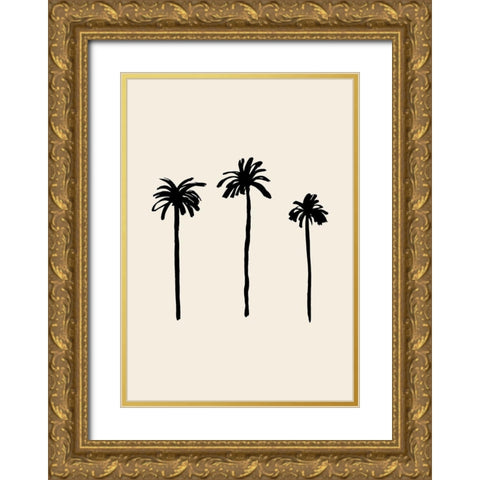 Palm Trees Gold Ornate Wood Framed Art Print with Double Matting by Artographie Studio