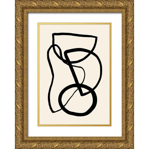 Shape 05 Gold Ornate Wood Framed Art Print with Double Matting by Artographie Studio