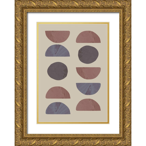 Collage 04 Sand Gold Ornate Wood Framed Art Print with Double Matting by Artographie Studio