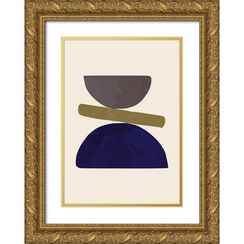 Collage 05 Gold Ornate Wood Framed Art Print with Double Matting by Artographie Studio